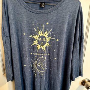 SHEIN SXY Plus Sun & Moon Print Roll Up Sleeve Tee 4xl